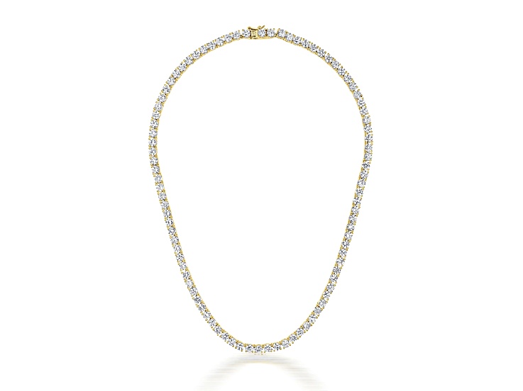 3mm Clear Cubic Zirconia, 14K Gold Plated over Sterling Silver Tennis Necklace