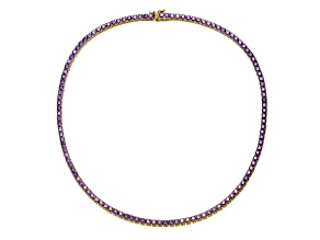 3mm Amethyst Cubic Zirconia, 14K Gold Plated over Sterling Silver Tennis Necklace