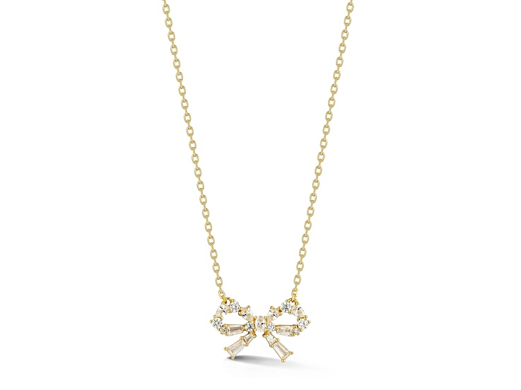 Rachel Zoe 14K Yellow Gold Over Sterling Silver Cubic Zirconia Glitzy Bow Necklace