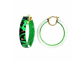 14K Yellow Gold Over Sterling Silver Witch Illusion Acrylic and Enamel Hoops