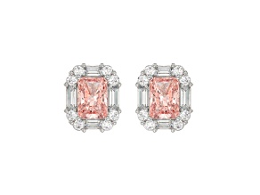 10K White Gold 1.33CTW Lab-Grown Pink and White Diamond Stud Earrings with Push Backs