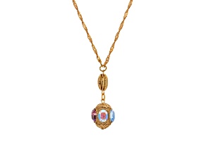 Multi-Color Multi-Sided Pendant with 28" Chain