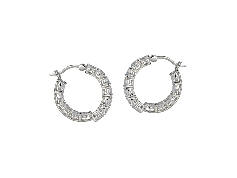 White Cubic Zirconia Rhodium Over Sterling Silver Inside Outside Hoop Earrings 9.72ctw