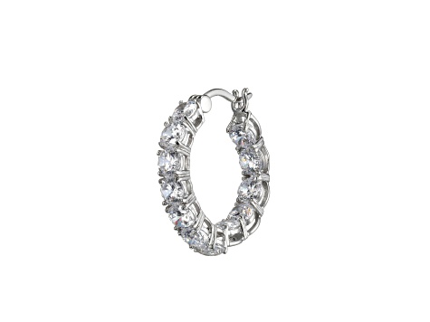 White Cubic Zirconia Rhodium Over Sterling Silver Inside Outside Hoop Earrings 9.72ctw