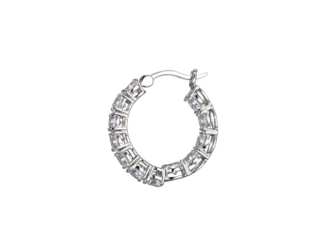 White Cubic Zirconia Rhodium Over Sterling Silver Inside Outside Hoop Earrings 9.72ctw