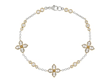 White Lab-Grown Diamond H SI 14k Yellow Gold Over Sterling Silver Bangle Bracelet 0.50ctw