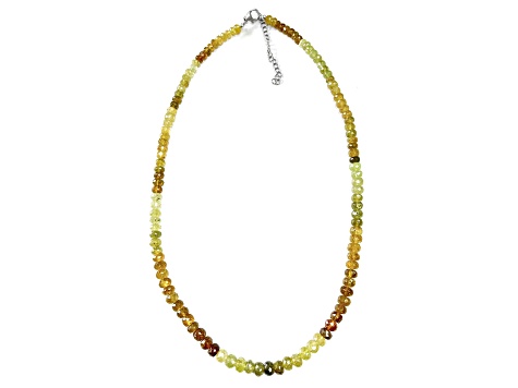 Grossular Garnet Beaded Sterling Silver Necklace 100.00ctw