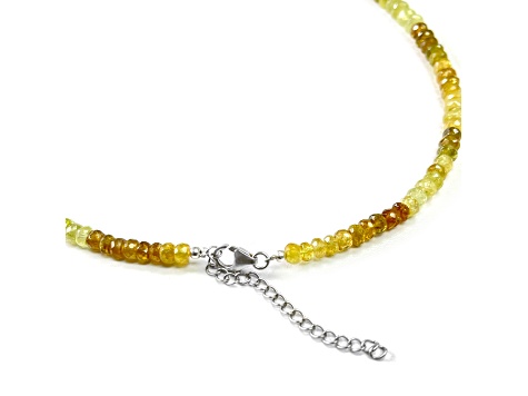 Grossular Garnet Beaded Sterling Silver Necklace 100.00ctw