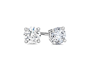 Lab Grown White Diamond 14K White Gold Stud Earrings VS1 Clarity E Color, IGI Certified 0.50ctw