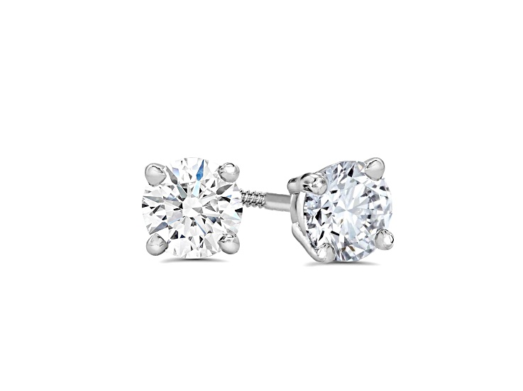 Lab Grown White Diamond 14K White Gold Stud Earrings VS1 Clarity E Color, IGI Certified 0.50ctw