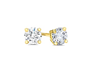 Lab Grown White Diamond 14K Yellow Gold Stud Earrings VS1 Clarity E Color, IGI Certified 0.50ctw