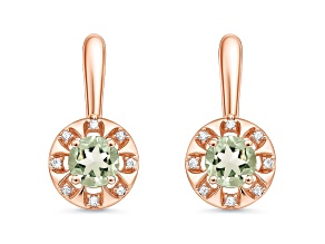 Green Prasiolite 14K Rose Gold Over Sterling Silver Round Drop Earrings