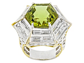 Yellow Ouro Verde Rhodium/24k Yellow Gold Over Palladium Sterling Silver Ring 15.28ctw