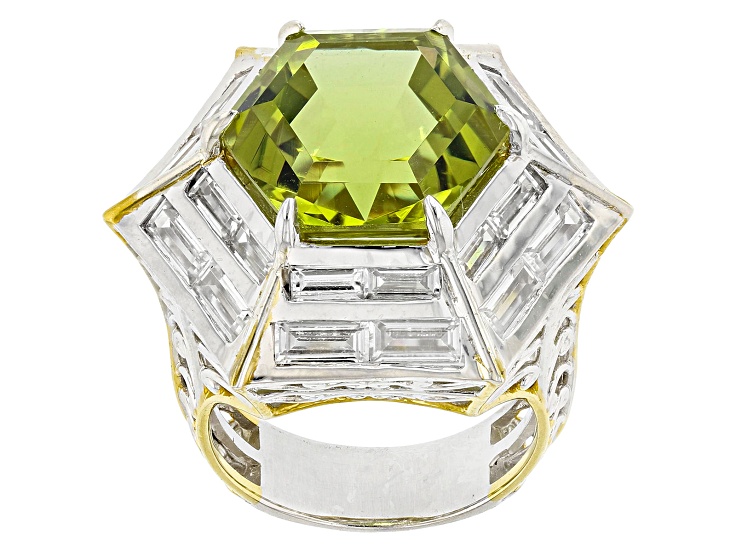 Yellow Ouro Verde Rhodium/24k Yellow Gold Over Palladium Sterling Silver Ring 15.28ctw