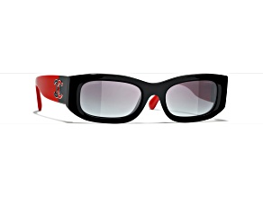 Chanel Black and Red Rectangular Frames / Gray Gradient Lenses Sunglasses