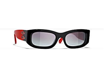 Picture of Chanel Black and Red Rectangular Frames / Gray Gradient Lenses Sunglasses