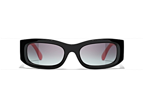 Chanel Black and Red Rectangular Frames / Gray Gradient Lenses