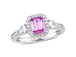 White, Pink Sapphire and Diamond 14K White Gold Ring 1.06ctw