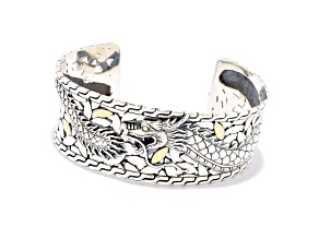 Silver Treasures by Samuel B. Sterling Silver & 18k Yellow Gold Accent Dragon Cuff Bracelet