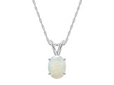 8x6mm Oval Opal 14k White Gold Pendant With Chain