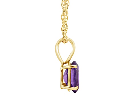 8x6mm Oval Amethyst 14k Yellow Gold Pendant With Chain
