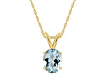 8x6mm Oval Aquamarine 14k Yellow Gold Pendant With Chain