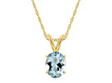 8x6mm Oval Aquamarine 14k Yellow Gold Pendant With Chain