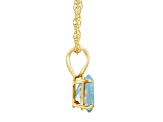 8x6mm Oval Aquamarine 14k Yellow Gold Pendant With Chain