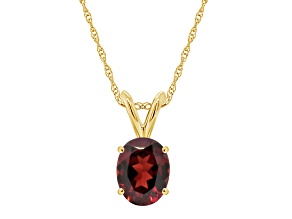 8x6mm Oval Garnet 14k Yellow Gold Pendant With Chain