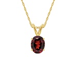 8x6mm Oval Garnet 14k Yellow Gold Pendant With Chain