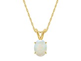 8x6mm Oval Opal 14k Yellow Gold Pendant With Chain