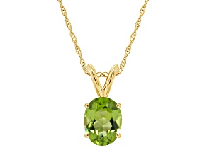 8x6mm Oval Peridot 14k Yellow Gold Pendant With Chain