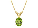 8x6mm Oval Peridot 14k Yellow Gold Pendant With Chain