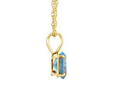 8x6mm Oval Blue Topaz 14k Yellow Gold Pendant With Chain