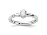 Sterling Silver Stackable Expressions Lab Created Opal Ring 0.09ctw