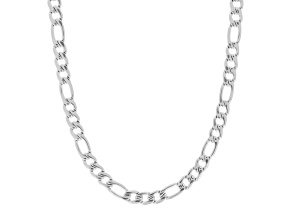 Sophisticaled Steel 22" Figaro Chain Necklace