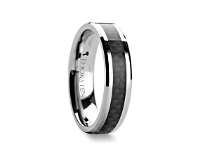 MAXIMUS Black Carbon Fiber Inlay Tungsten Carbide Wedding Band 6mm