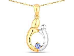 Tanzanite Two-tone 18K Yellow Gold Over Sterling Silver Mom Infinity Pendant With Chain