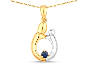 Blue Sapphire Two-tone 18K Yellow Gold Over Sterling Silver Mom Infinity Pendant With Chain