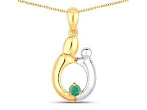 Emerald Two-tone 18K Yellow Gold Over Sterling Silver Mom Infinity Pendant With Chain