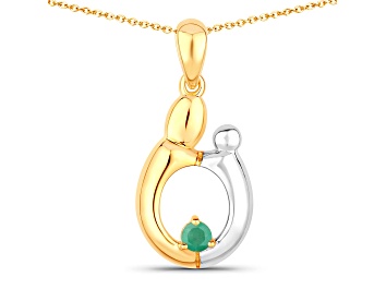 Picture of Emerald Two-tone 18K Yellow Gold Over Sterling Silver Mom Infinity Pendant With Chain