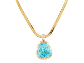 Barse Jewelry Blue Composite Turquoise Baron Pendant With Snake Chain