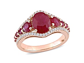 Ruby and Diamond 14K Rose Gold Ring 3.71ctw