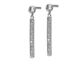 Rhodium Over Sterling Silver Polished Cubic Zirconia Bar Post Dangle Earrings