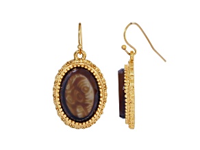 1928 Jewelry Gold-Tone Brown Oval Drop Earrings