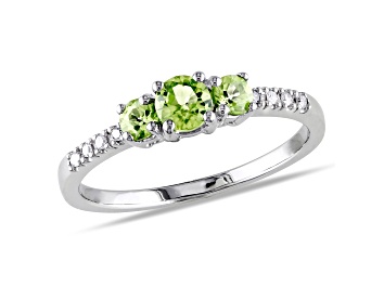 Picture of Peridot and Diamond 10K White Gold Ring 0.58ctw