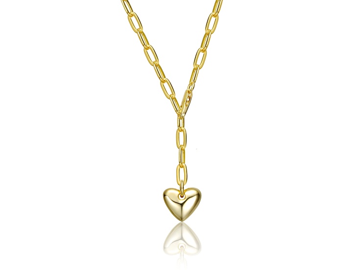 14K Gold Plated over Brass with Heart Charm Y Necklace for Kids