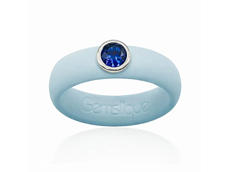 Gemslique Blue Cubic Zirconia Powder Blue Silicone Ring