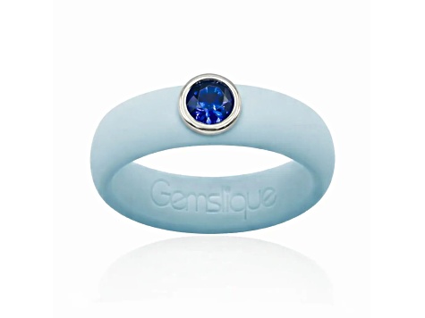 Gemslique Blue Cubic Zirconia Powder Blue Silicone Ring