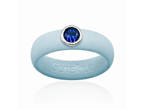 Gemslique Blue Cubic Zirconia Powder Blue Silicone Ring